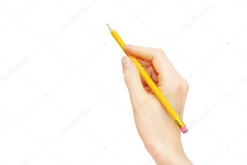  Hand with pencil isolated