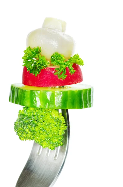 Verduras frescas en tenedor —  Fotos de Stock