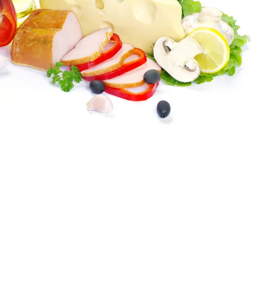 Ingredients for salad on white — Stock Photo, Image