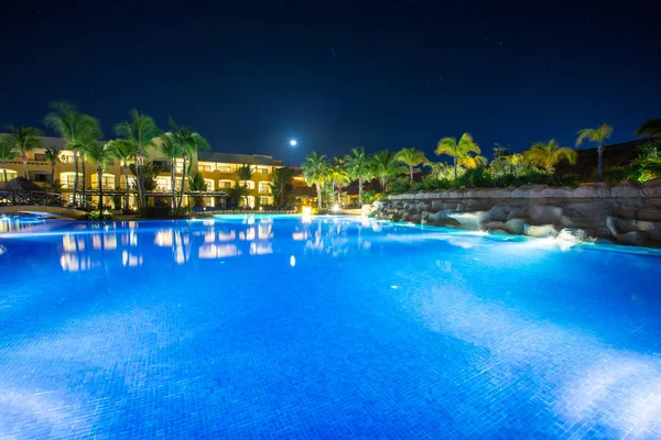 Swimming Pool Luxury Caribbean Tropical Resort Night — Stock Photo, Image