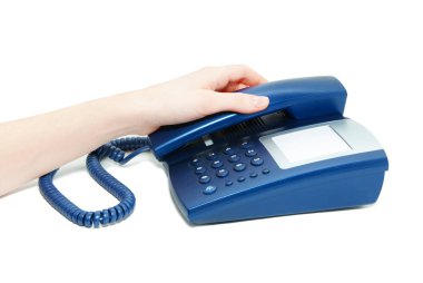 telefon alıcı ve çevirme numarası tutan el