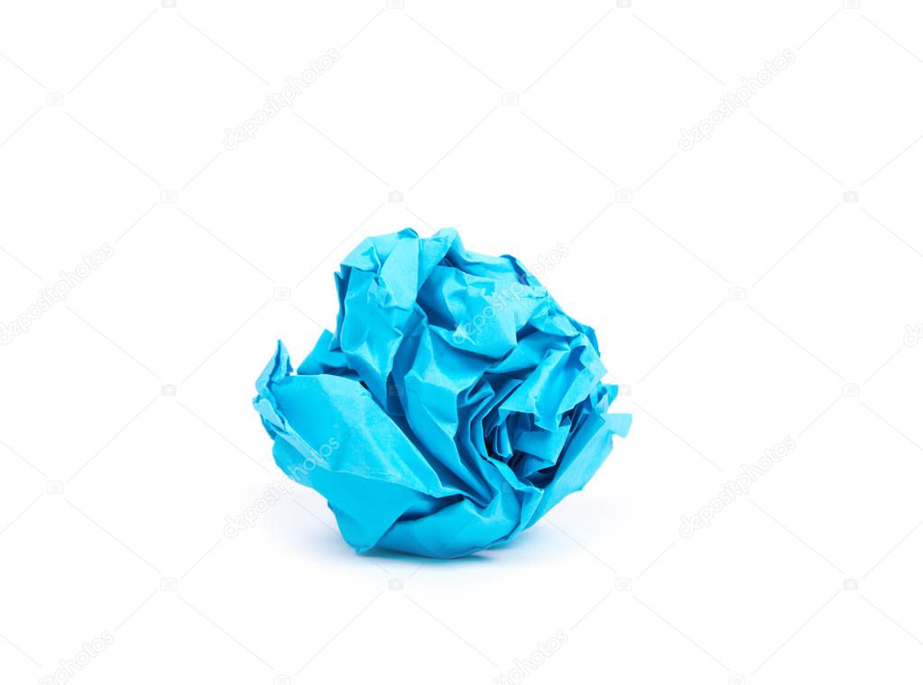 Crumpled paper ball isolated on white background