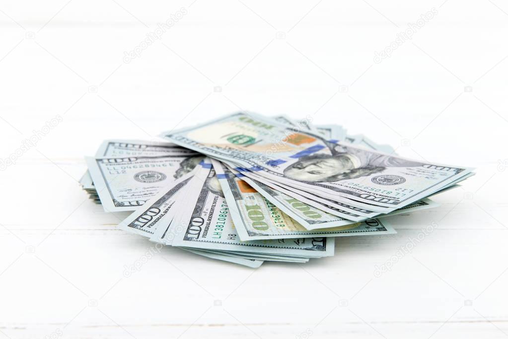 close-up Stack of american dollars for background