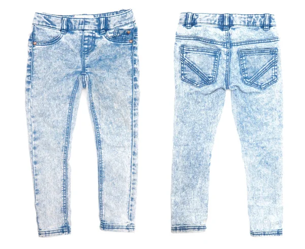 Jeans Bleus Isolés Sur Fond Blanc — Photo