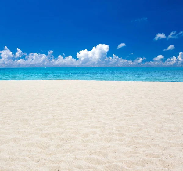 Tropická Pláž Čistým Mořem Modrá Obloha Maledivách — Stock fotografie