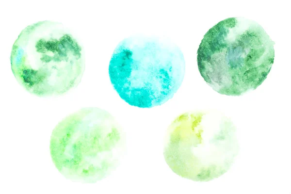 Taches Aquarelle Vert Sur Fond Blanc — Photo