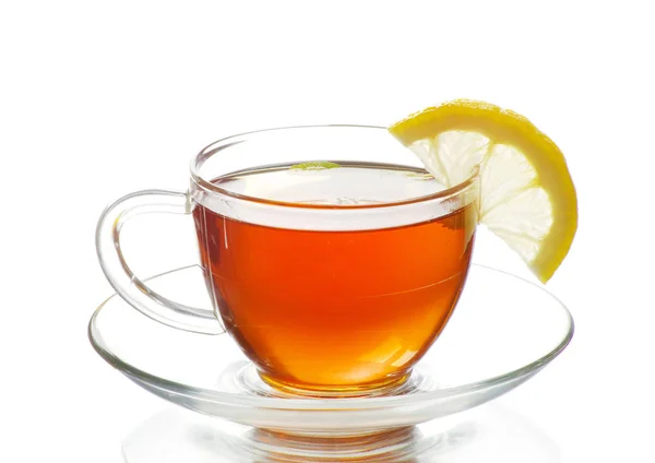 Glas Mit Schwarzem Tee Vorhanden Isoliert Auf Weißem Hintergrund — Stockfoto