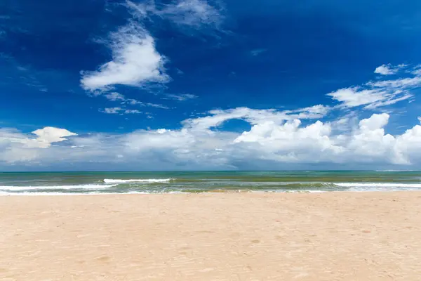 Temiz Deniz Mavi Gökyüzü Ile Tropikal Plaj — Stok fotoğraf