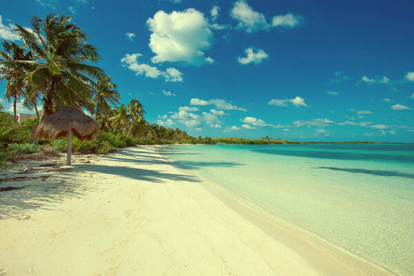 Tropical beach with clean sea and blue sky 