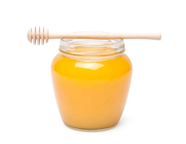 Honey Dipper Honey Jar White Background Stock Image