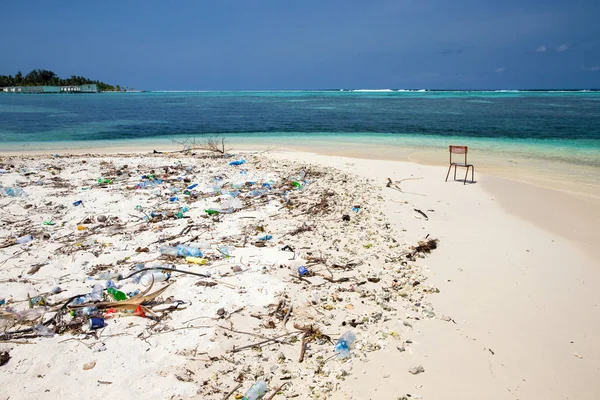 Zanieczyszczenia na plaży Morza Obraz Stockowy