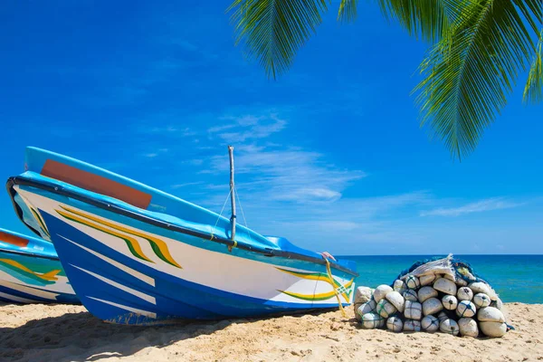 Tropisk Strand Med Båtar Sri Lanka — Stockfoto