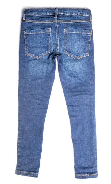 Jeans Azul Isolado Fundo Branco — Fotografia de Stock