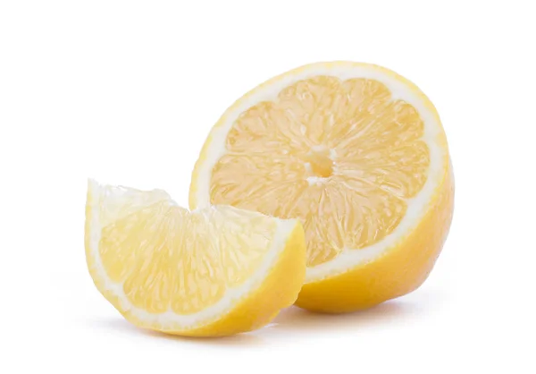 Rijpe Segmenten Voor Lemon Geïsoleerd Witte Achtergrond — Stockfoto