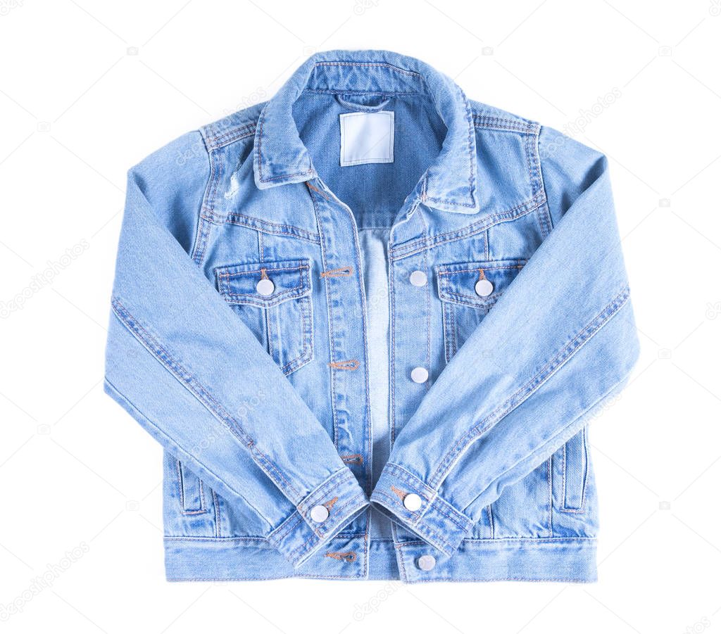 Blue denim jacket isolated on white background