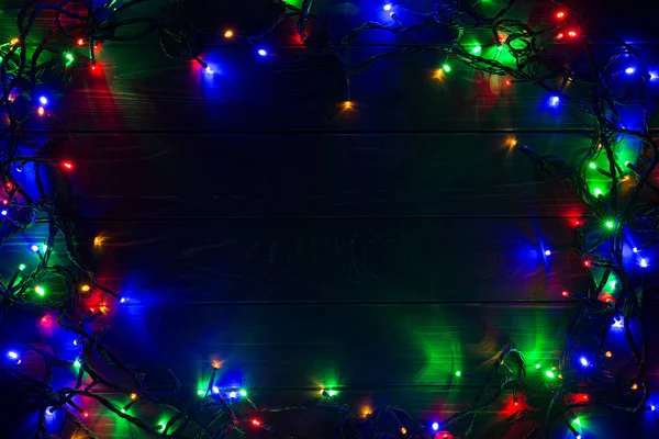Fundo de Natal com luzes e espaço de texto livre. Natal. — Fotografia de Stock