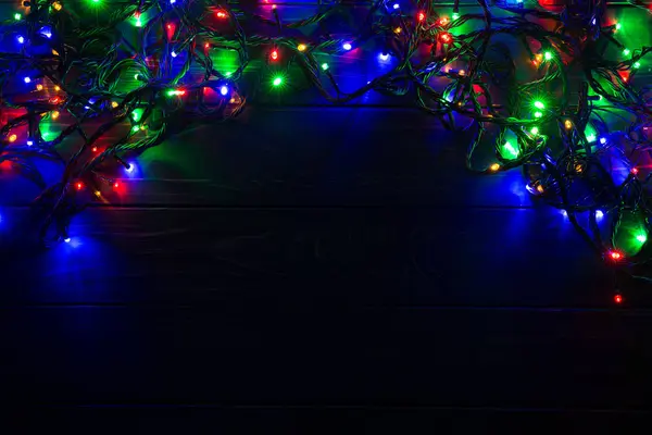 Sfondo natalizio con luci e spazio di testo libero. Natale! — Foto Stock