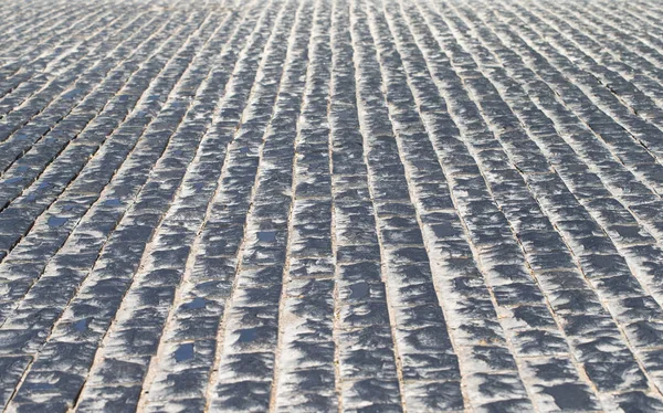 Kaldırım taş vintage yol örtüsü. Tarihi bir pl akşam yolu — Stok fotoğraf