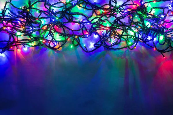 Christmas Background Lights Free Text Space Christmas Lights Glowing Colorful — Stock Photo, Image