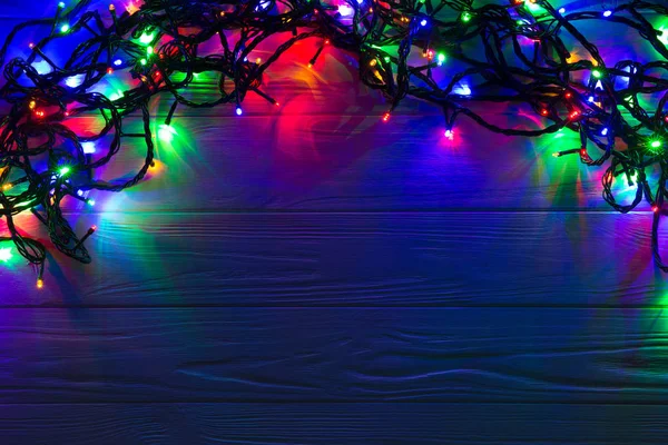 Christmas Background Lights Free Text Space Christmas Lights Glowing Colorful — Stock Photo, Image