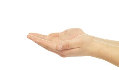 Beyaz arka plan üzerinde izole kadın boş eller