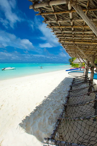 Île Tropicale Des Maldives Avec Plage Sable Blanc Mer — Photo