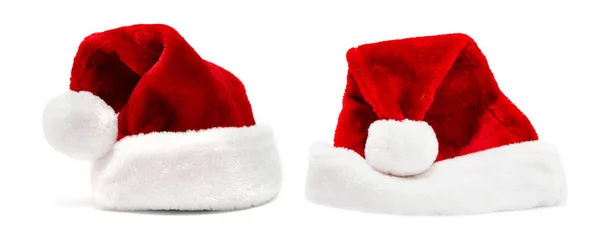 Vánoční Santa Čepice Izolované Bílém — Stock fotografie
