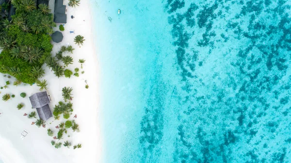 Mooie Luchtfoto Van Maldiven Het Tropische Strand Reizen Vakantie Concept — Stockfoto