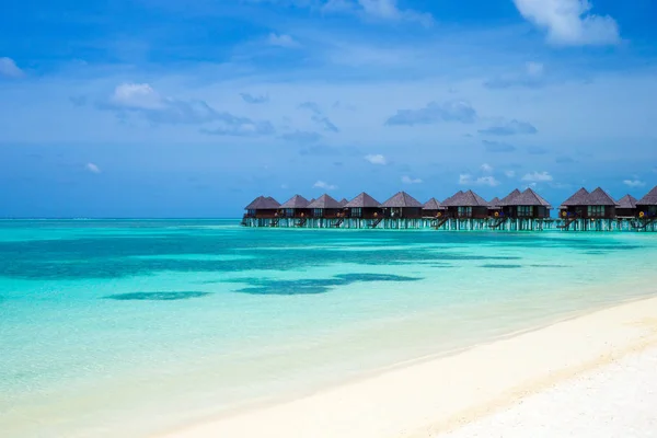 Bella isola delle Maldive tropicali con spiaggia. Mare con acqua bu — Foto Stock