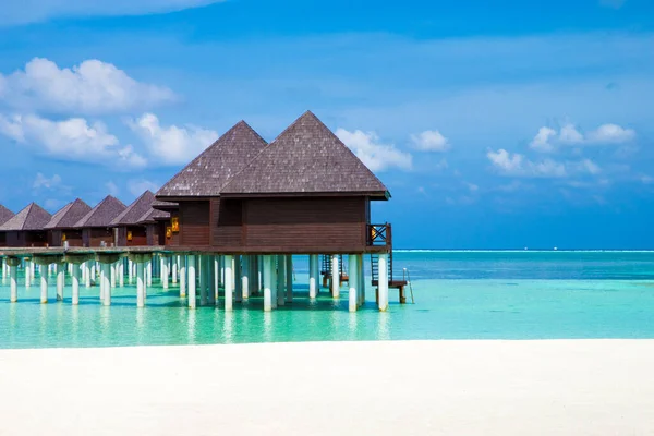 Bella isola delle Maldive tropicali con spiaggia. Mare con acqua bu — Foto Stock