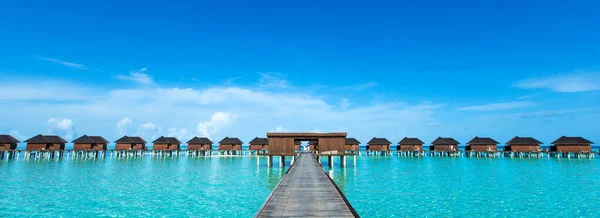 Playa Con Bungalows Agua Maldivas — Foto de Stock