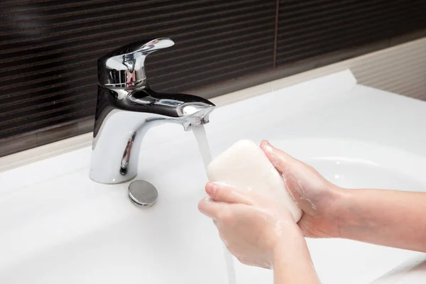 Handen Wassen Voor Corona Viruspreventie Stop Met Het Verspreiden Van — Stockfoto