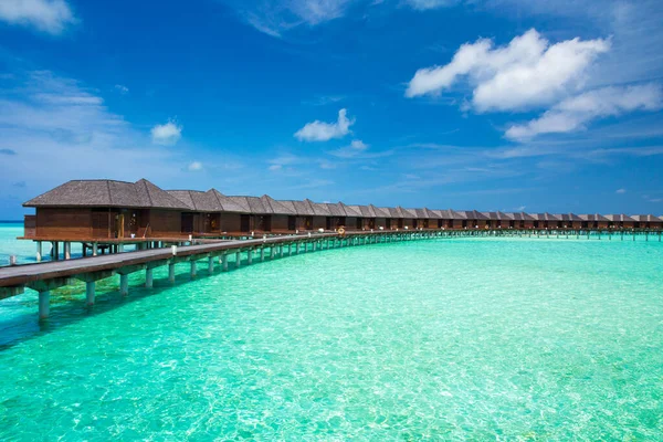 Malediwy Bungalowy Wodne Kurort Plaży Wysp Ocean Indyjski Malediwy Piękny — Zdjęcie stockowe