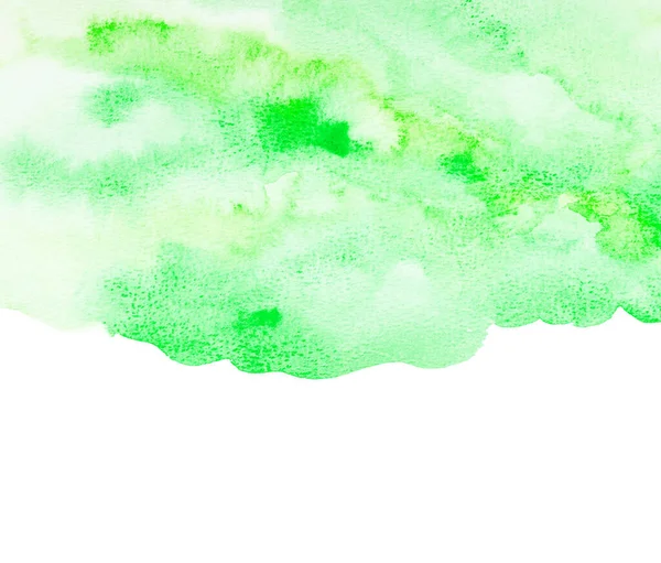 Grünes Aquarell Auf Weißem Hintergrund Abstraktes Gestaltungselement — Stockfoto