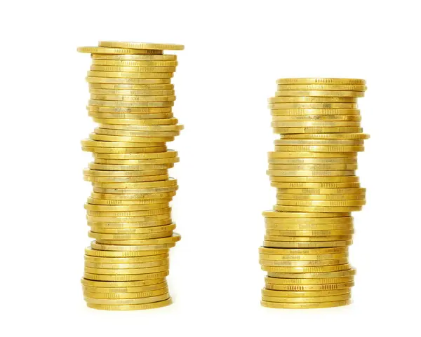 Münzhaufen Isoliert Auf Weißem Hintergrund — Stockfoto