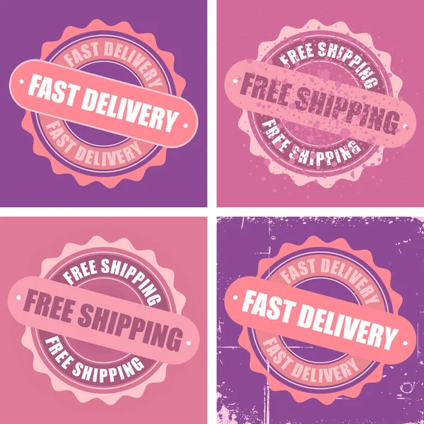 Free Shipping and Fast Delivery stamps — Stock Vector