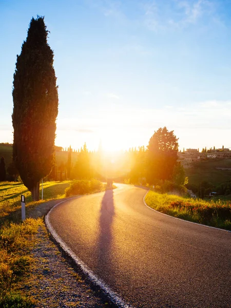 サンセット イタリアで美しいトスカーナの風景 ロイヤリティフリーのストック画像