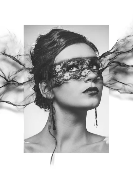 Stylized portrait of young elegant woman with make-up mask — Stock Photo, Image