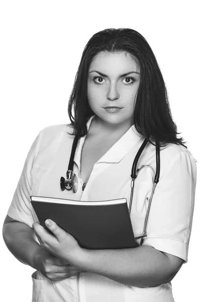 Doctor with stethoscope isolated over white — Stock Photo, Image