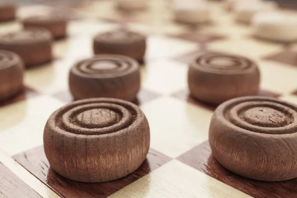 Wooden draughts game — Stock Photo, Image