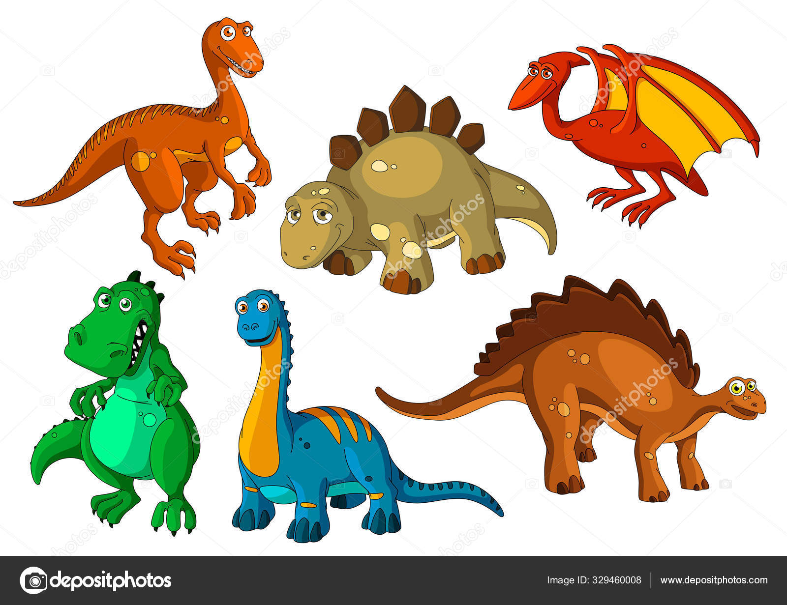 Vetores de Desenho Animado Dinossauro Brontossauro Dinossauro