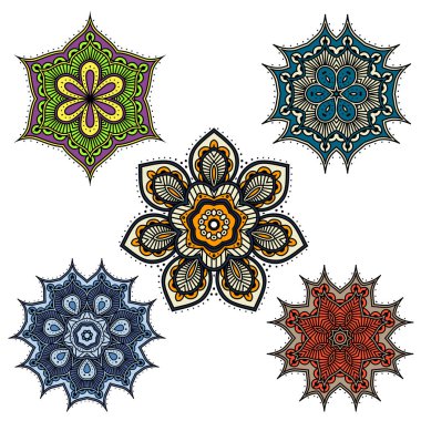 Hint desenli desenli süsler veya mandala çiçekli desenler