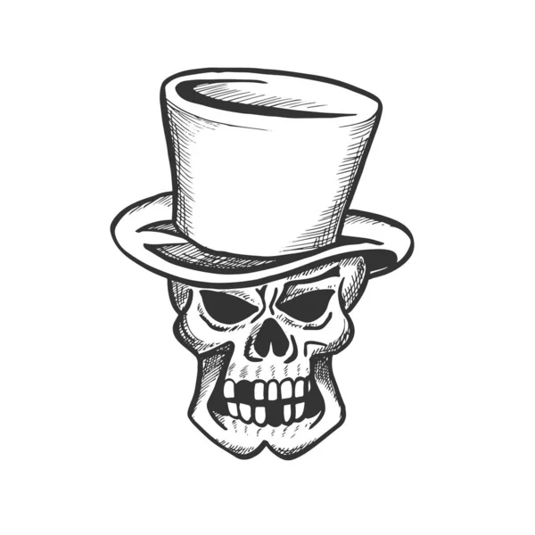 Esqueleto de caveira no chapéu esboço do monstro de Halloween — Vetor de Stock