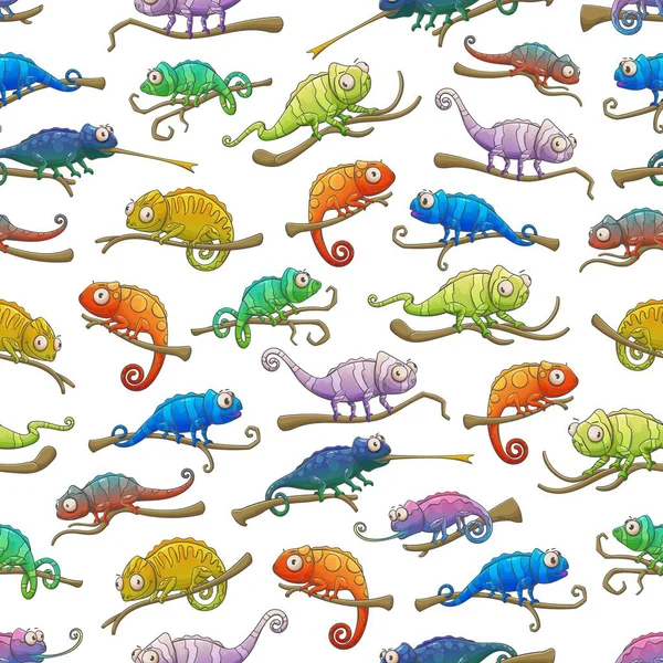 Chameleon lizard animals seamless pattern — 스톡 벡터