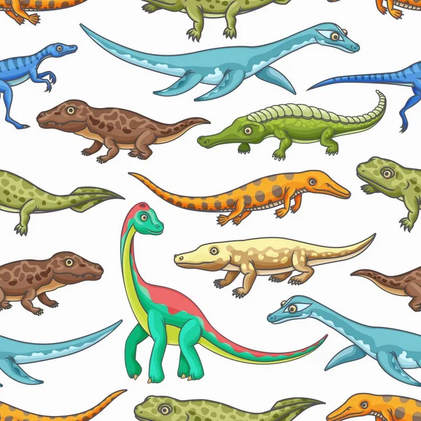 Animaux dinosaures fond de motif sans couture — Image vectorielle