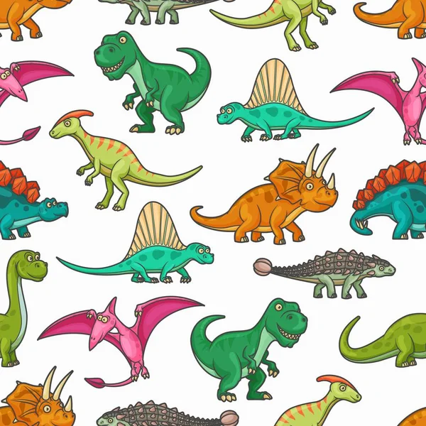 Dinosaurs seamless pattern of jurassic animals — Stockvector