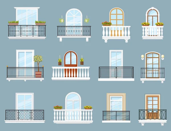 House and apartment building balconies — Stockvector