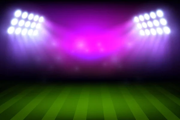 Soccer Football Sport Stadium Field Lights Realistic Vector Background Empty — Stock Vector