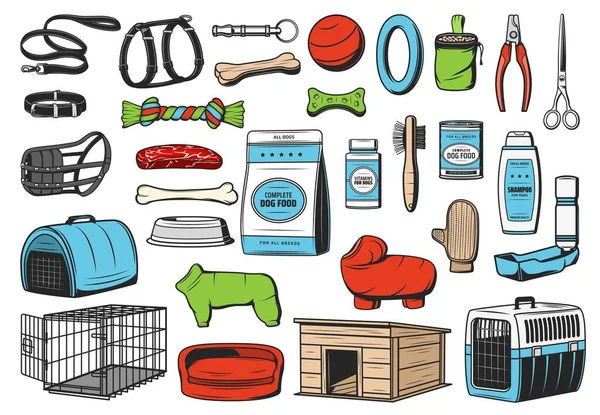 Cuidado Animales Perro Iconos Vectoriales Tienda Mascotas Comida Para Perros — Vector de stock