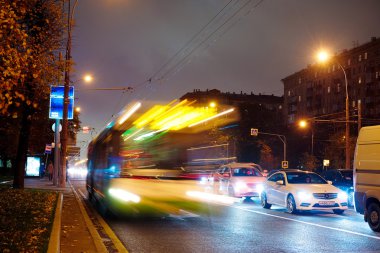 Moskova 'da gece trafiği